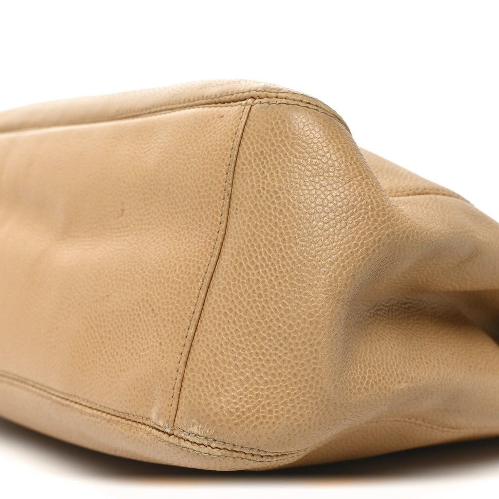 Chanel Caviar Turnlock Tote Beige