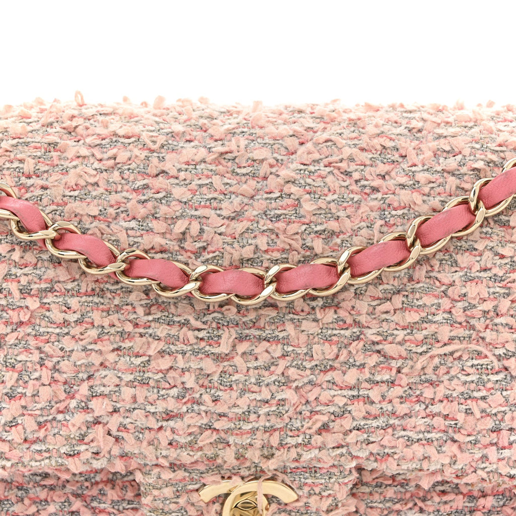 Chanel Tweed Medium Double Flap Pink