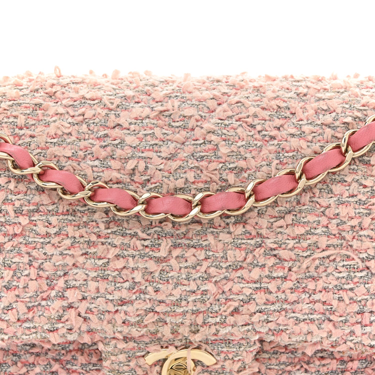 Chanel Tweed Medium Double Flap Pink