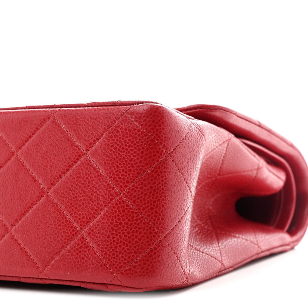 Chanel Caviar Quilted Jumbo Double Flap Red