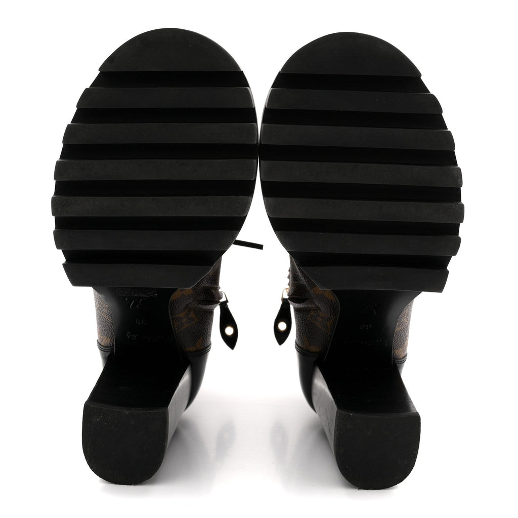 Louis Vuitton Patent Calfskin Monogram Star Trail Ankle Boots 39 Black