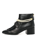 Lambskin Pearl Bow Short Boots 37.5 Black