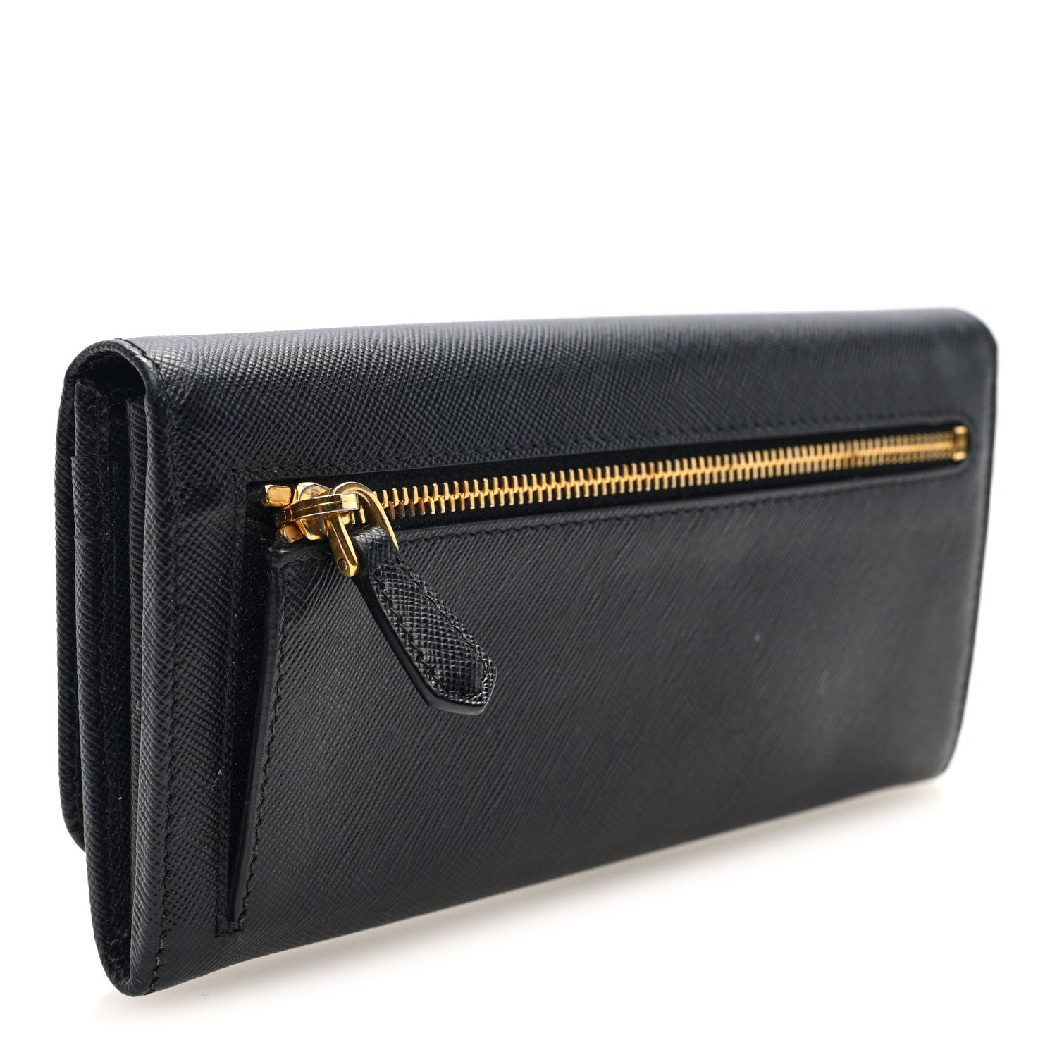 Prada Saffiano Metal Continental Flap Wallet Black