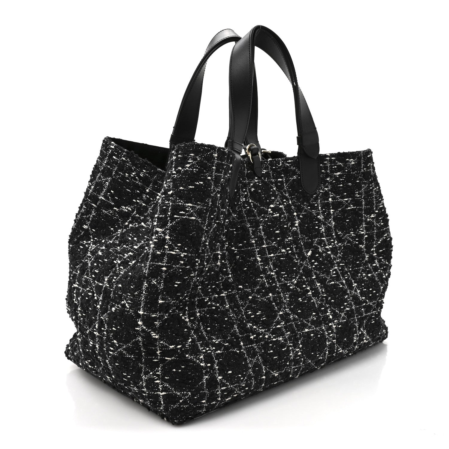Christian Dior Tweed Cannage Large Toujours Black White