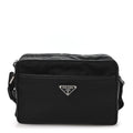 Prada Re-Nylon Vela Saffiano Pocket Double Zip Shoulder Bag Black