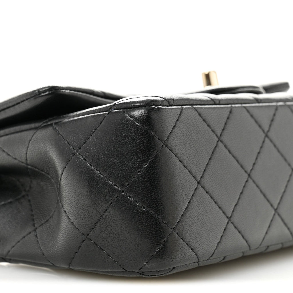 Chanel Lambskin Quilted Mini Rectangular Flap Black