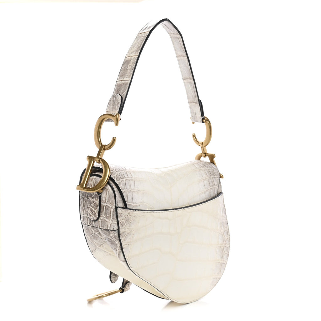 Christian Dior Niloticus Crocodile Himalaya Saddle Bag Latte