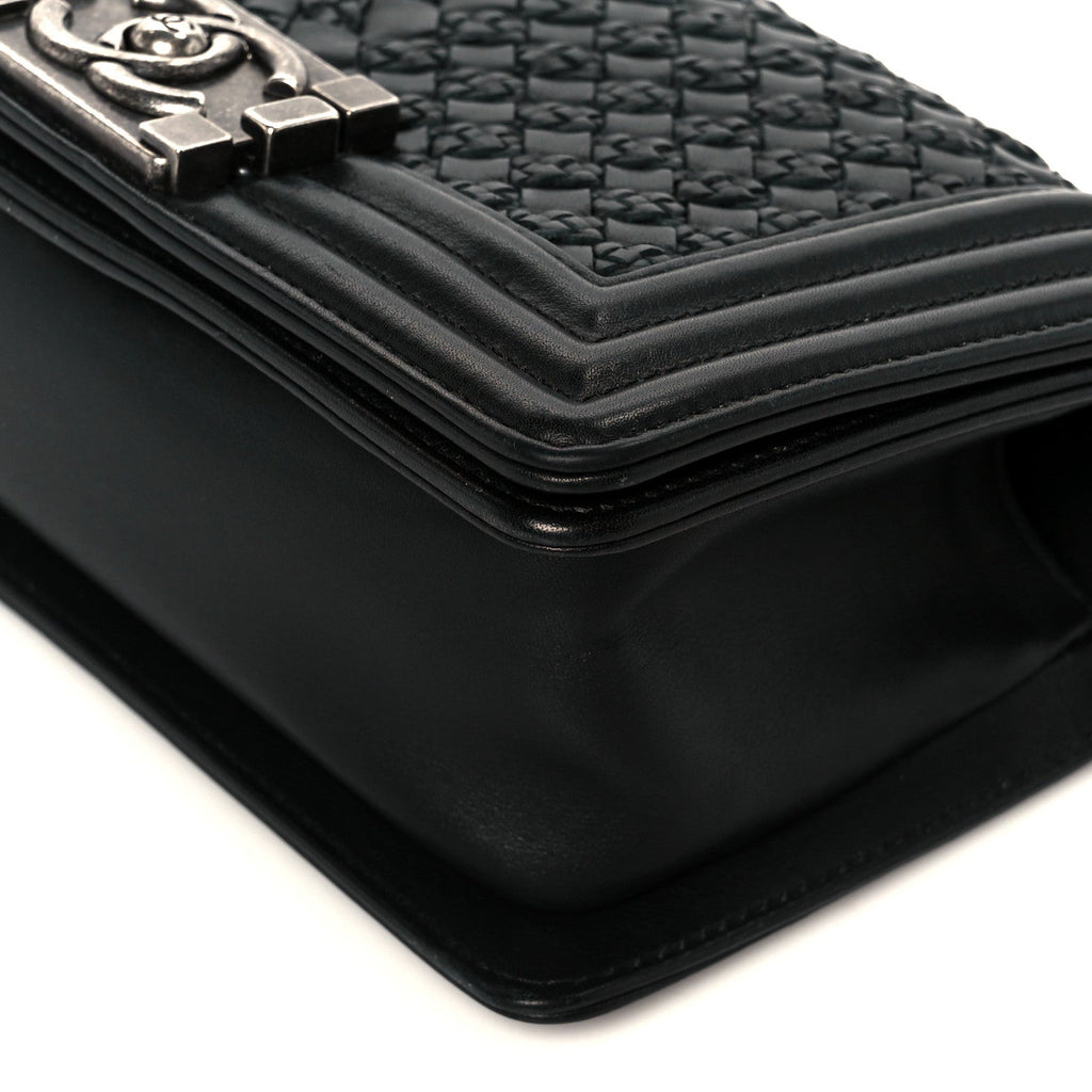 Chanel Lambskin Braided Woven Small Boy Flap Black
