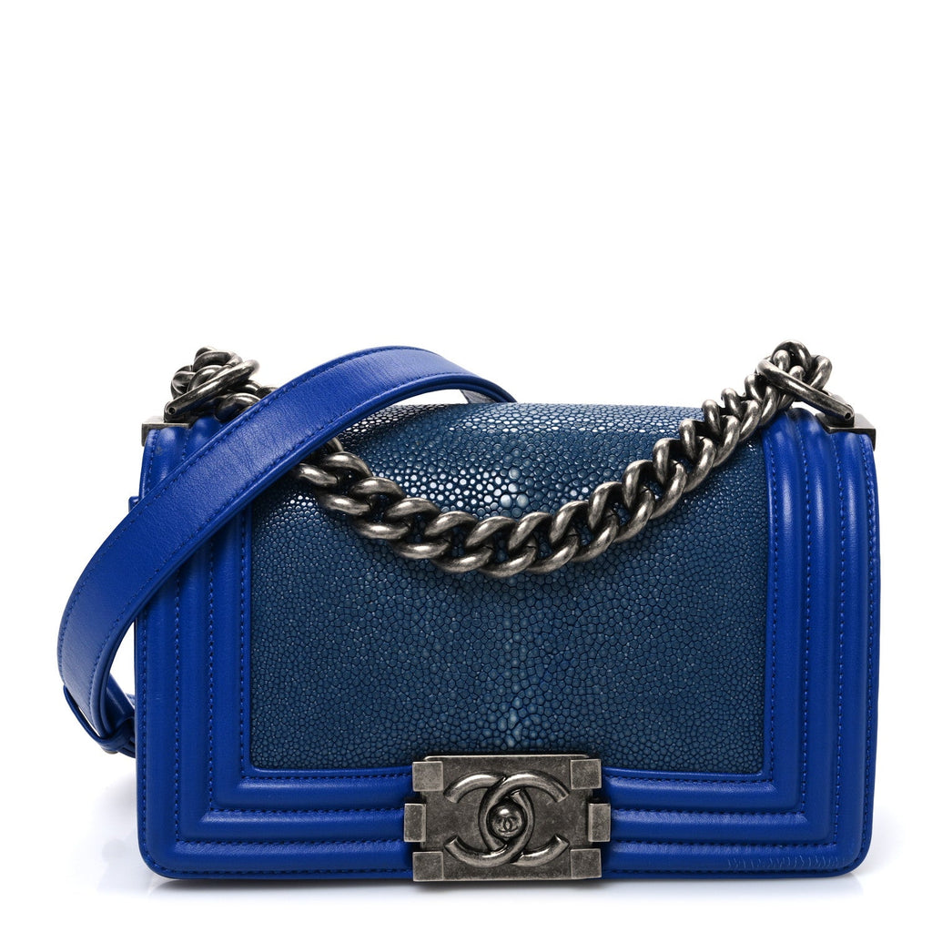 Chanel Galuchat Stingray Small Boy Flap Blue