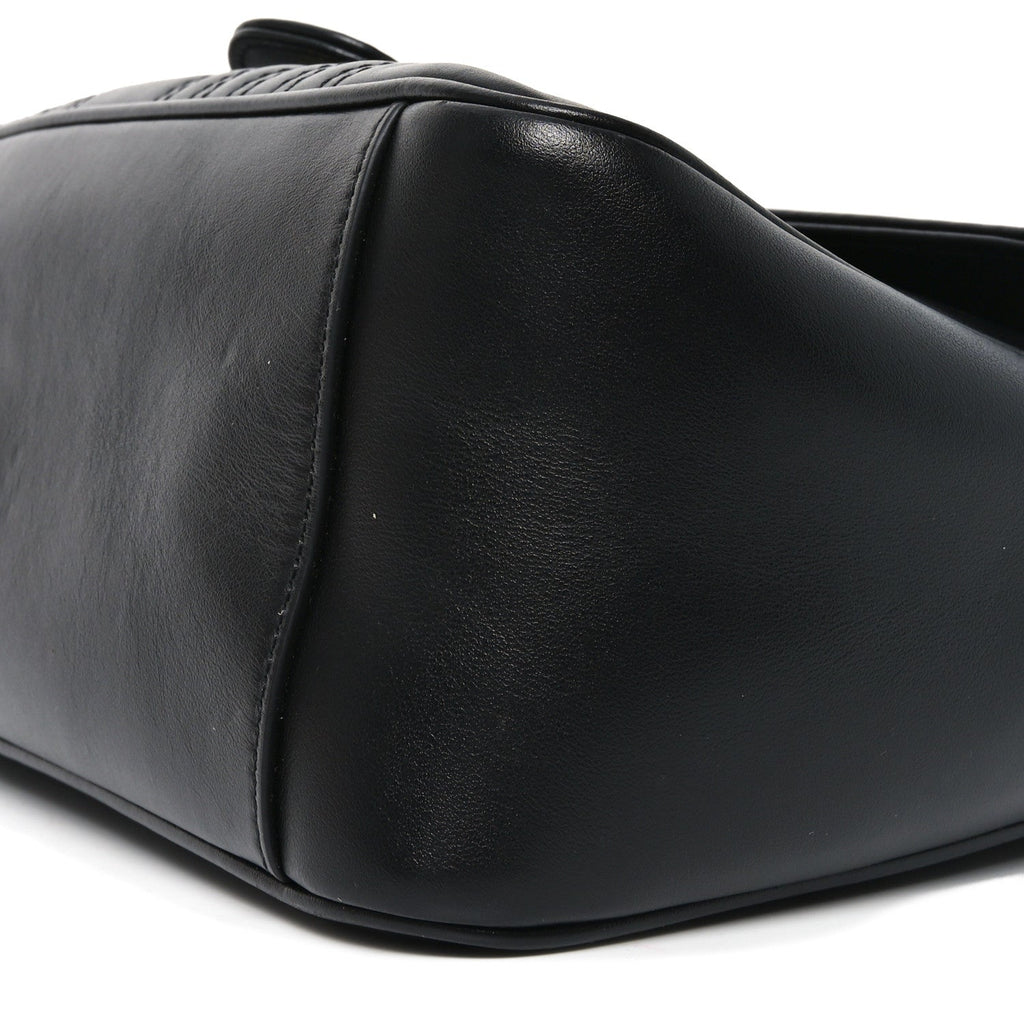 Gucci Calfskin Matelasse Small GG Marmont Top Handle Shoulder Bag Black