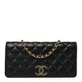 Chanel Lambskin Quilted CC Clutch On Chain Black