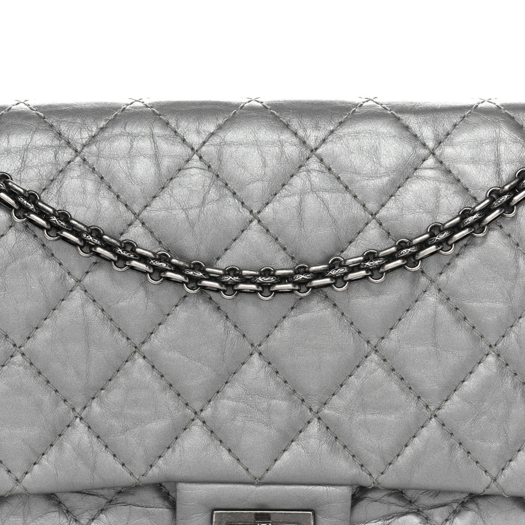 Chanel Metallic Aged Calfskin Quilted 2.55 Reissue 226 Flap Silver