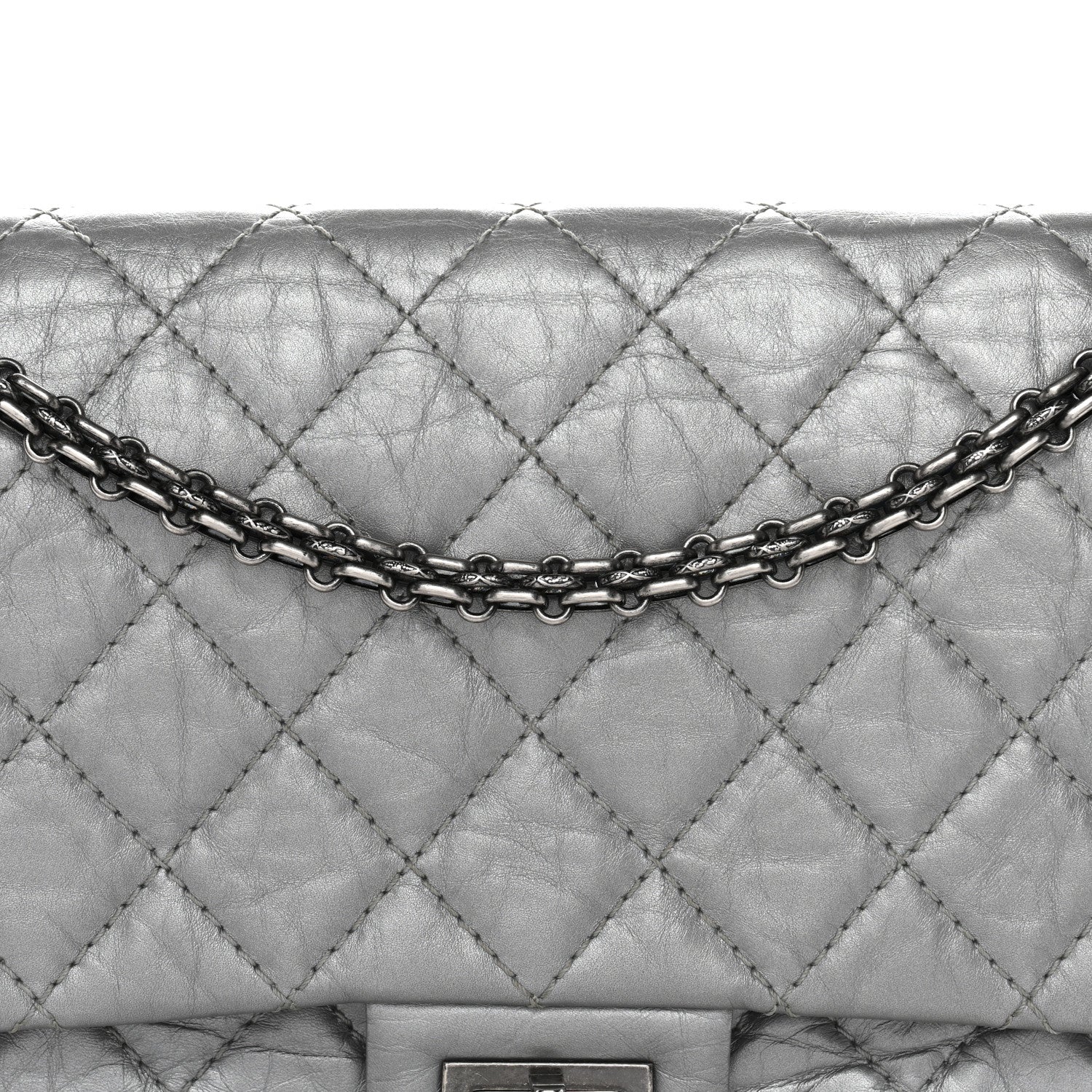 Chanel Metallic Aged Calfskin Quilted 2.55 Reissue 226 Flap Silver