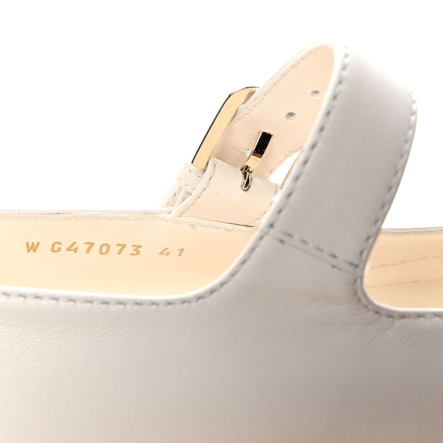 Lambskin Mary Jane Flats 41 White