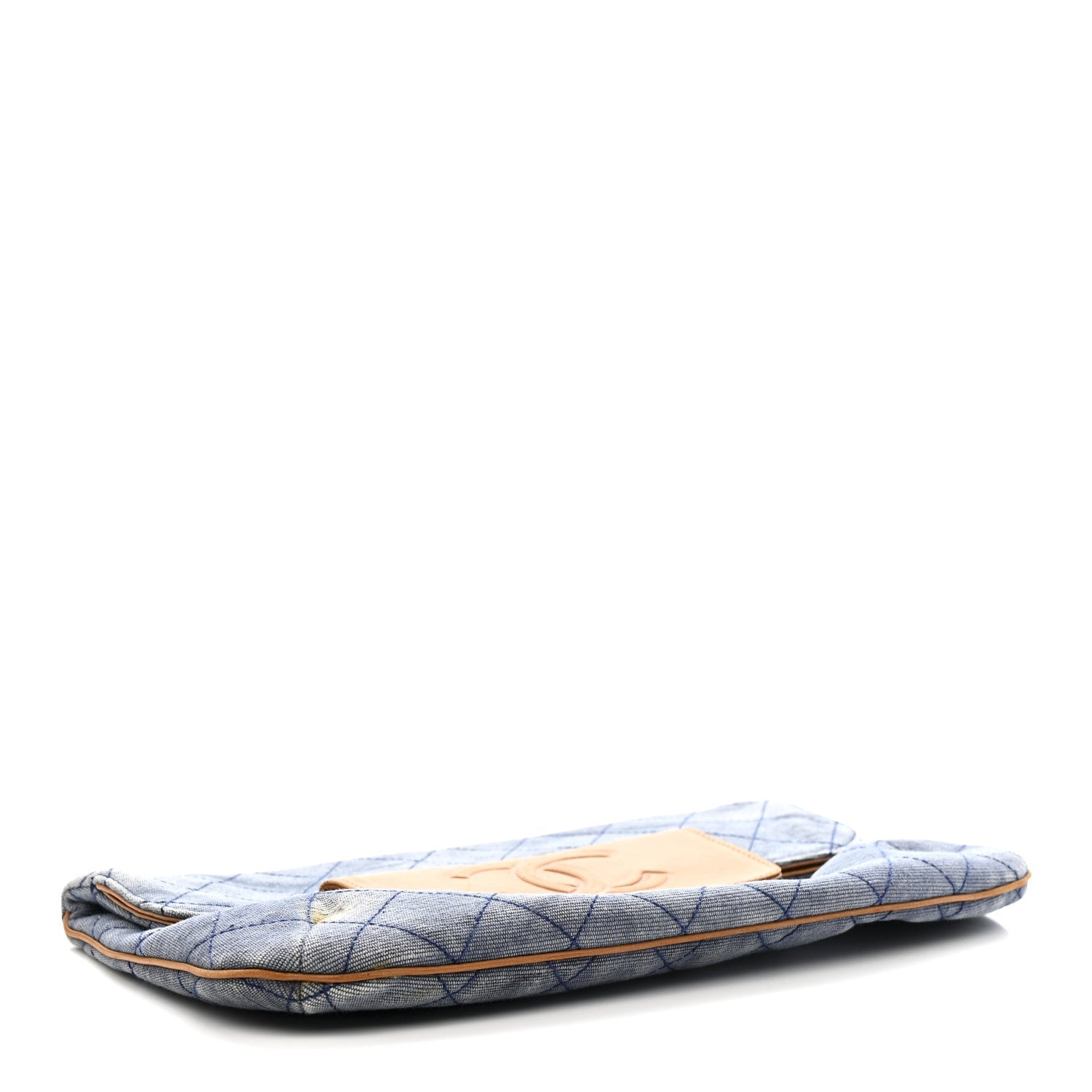 Chanel Denim Lambskin Quilted CC Clutch Blue