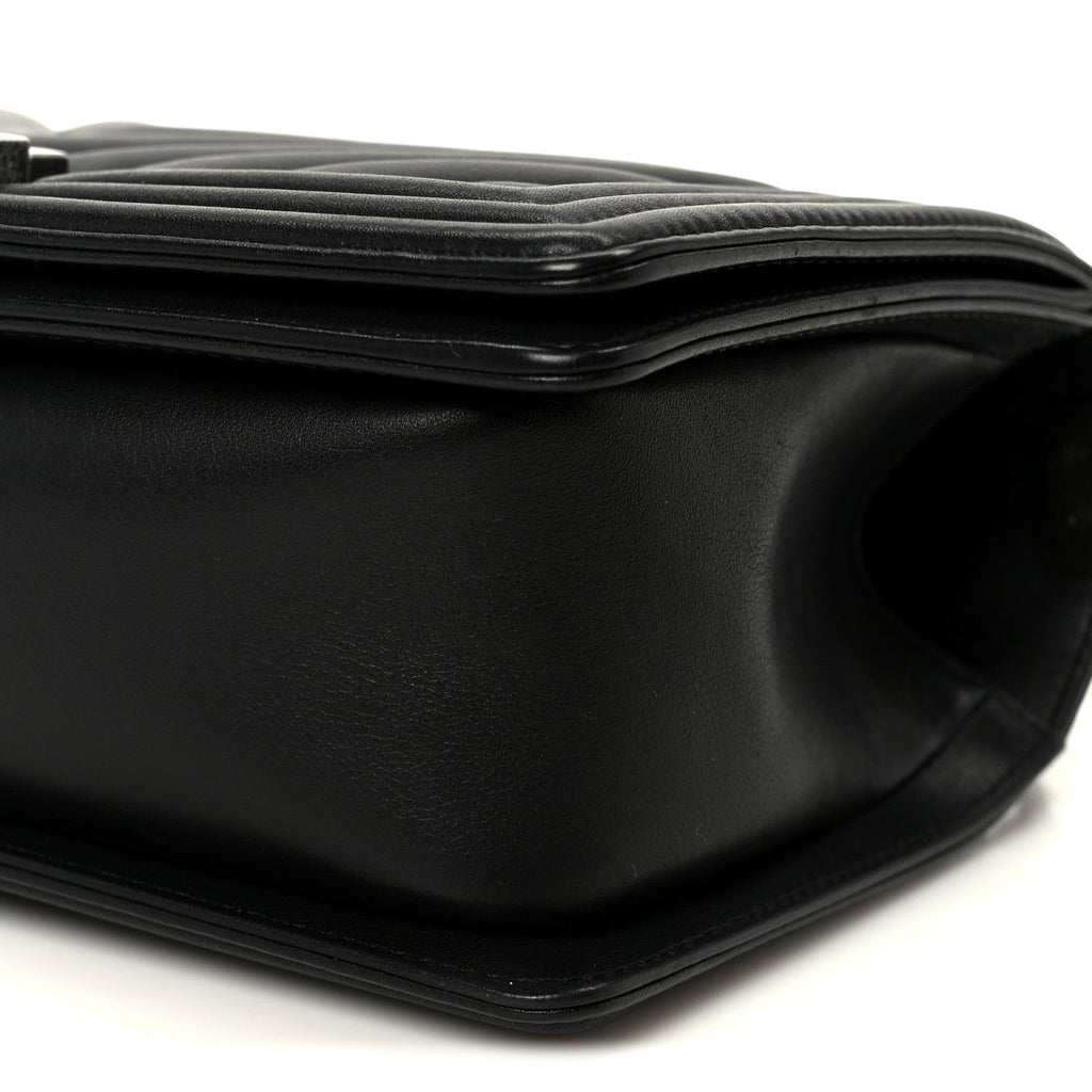 Chanel Lambskin Chevron Quilted Medium Boy Flap Black
