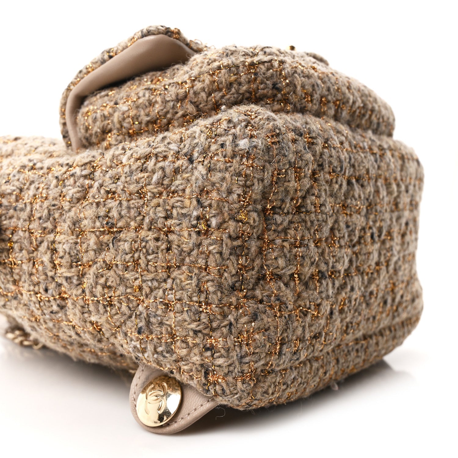Chanel Tweed Front Pocket Backpack Beige