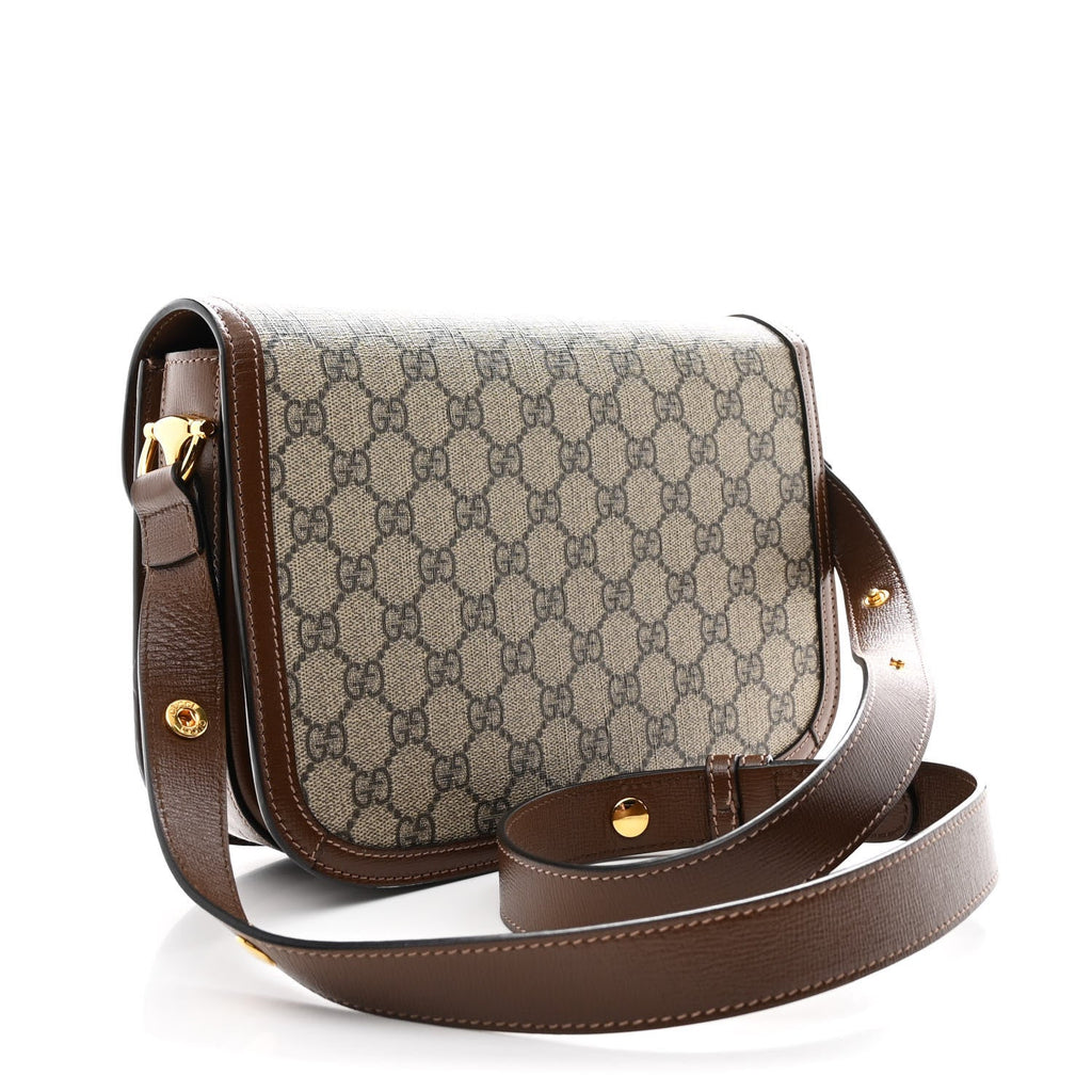 Gucci GG Supreme Monogram Horsebit 1955 Shoulder Bag Beige Brown Sugar