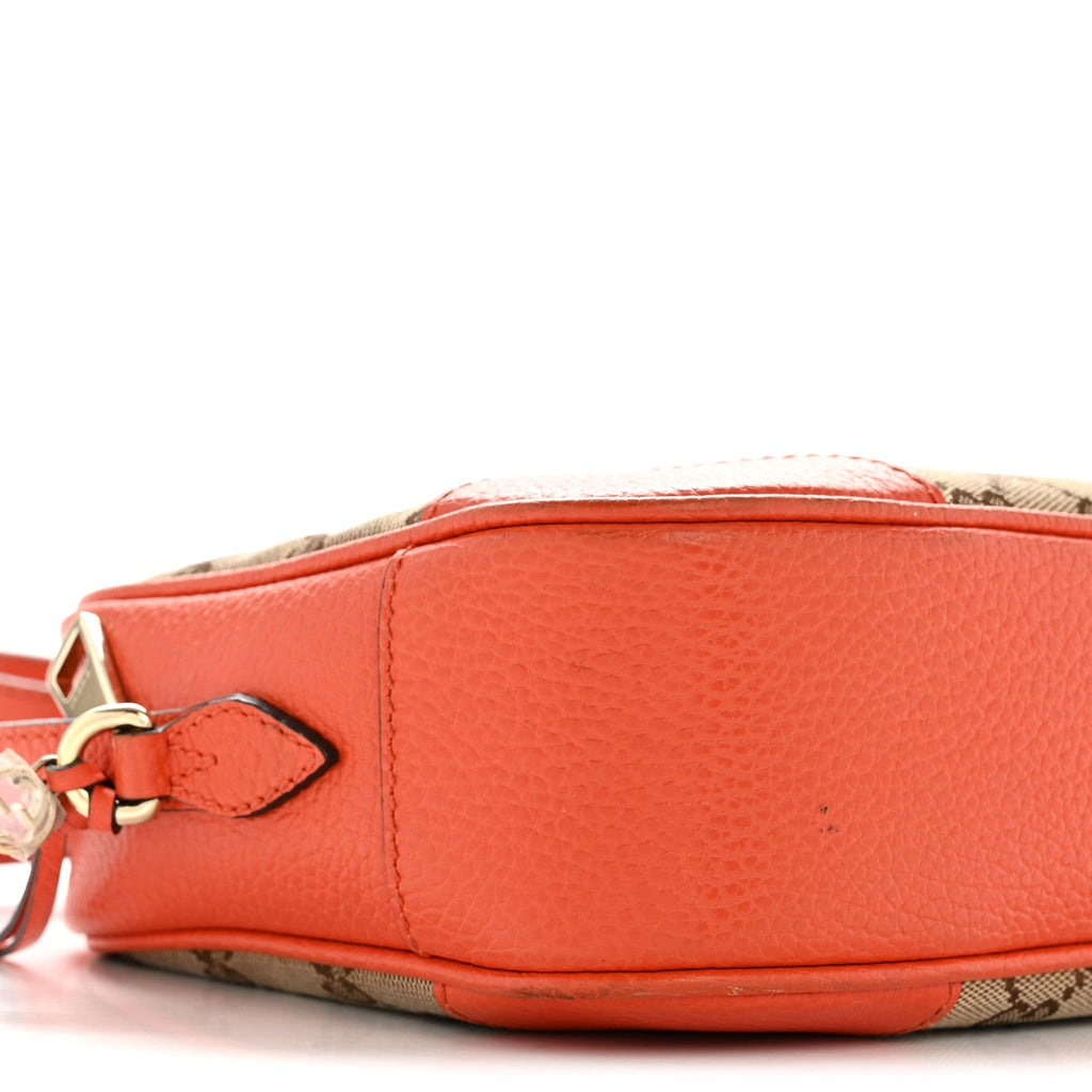 Gucci Monogram Dollar Calfskin Mini Bree Messenger Bag Beige Ebony Sun Orange