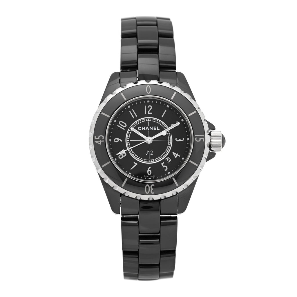 Chanel Stainless Steel Ceramic 33mm J12 Quartz Watch Black
