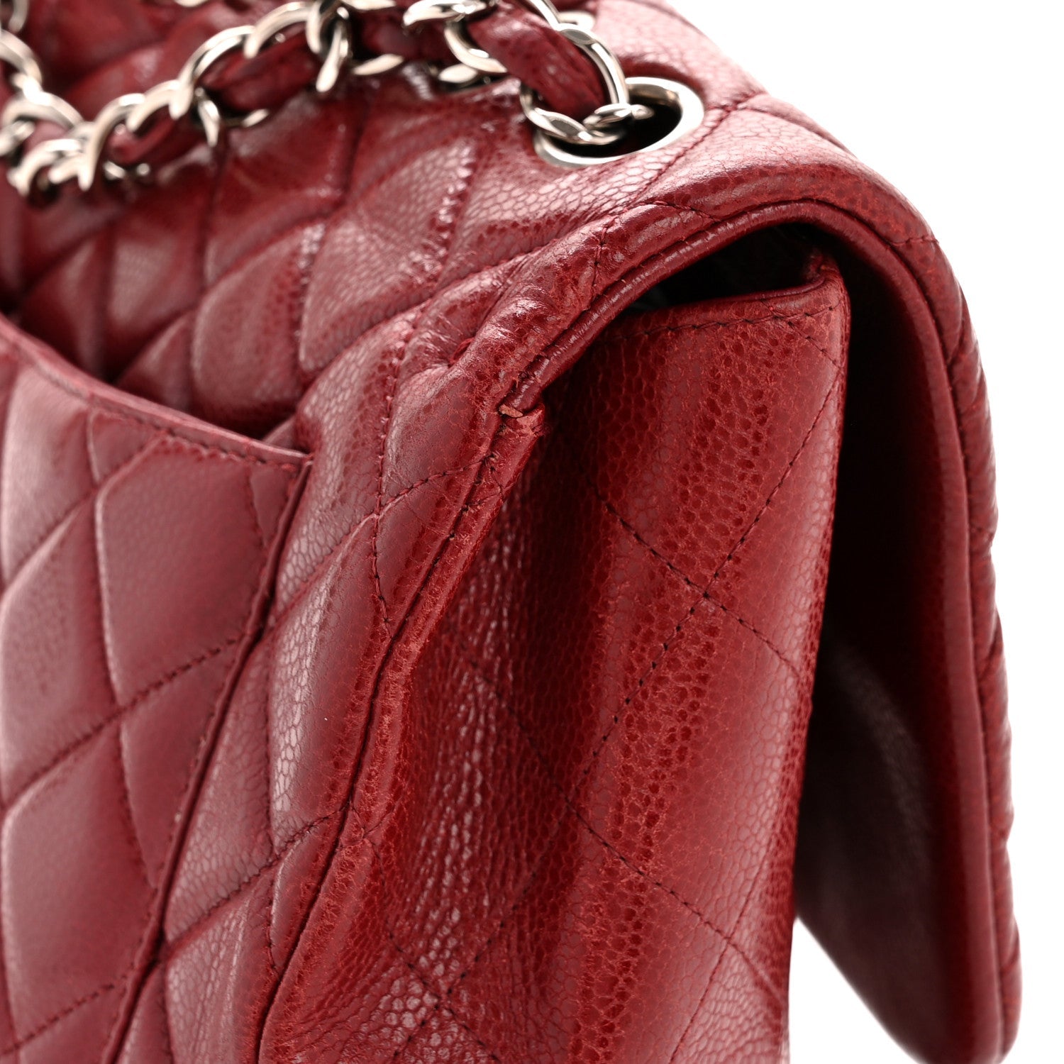 Chanel Caviar Quilted Jumbo Double Flap Dark Red