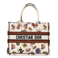 Christian Dior Canvas Embroidered Dragon Zodiac Medium Book Tote White Multicolor