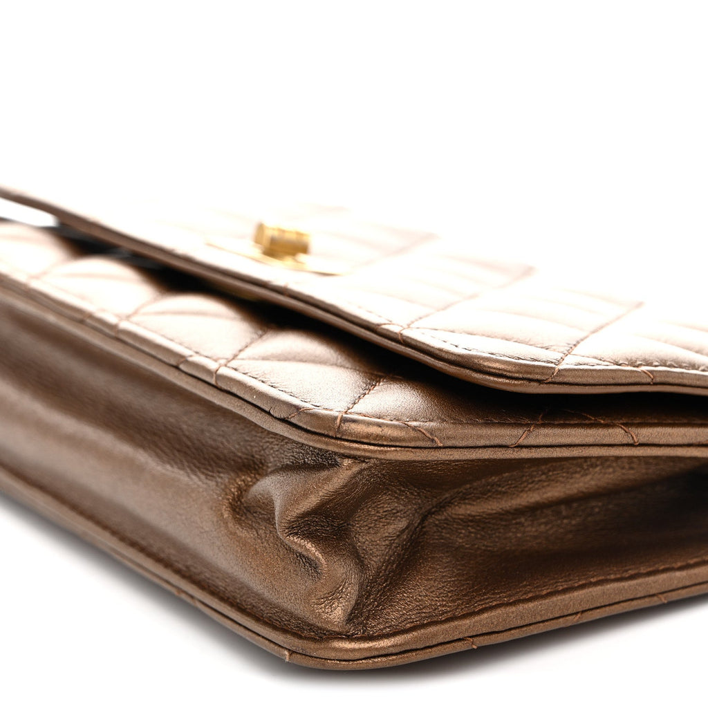 Chanel Metallic Calfskin Quilted 2.55 Reissue Wallet On Chain WOC Bronze