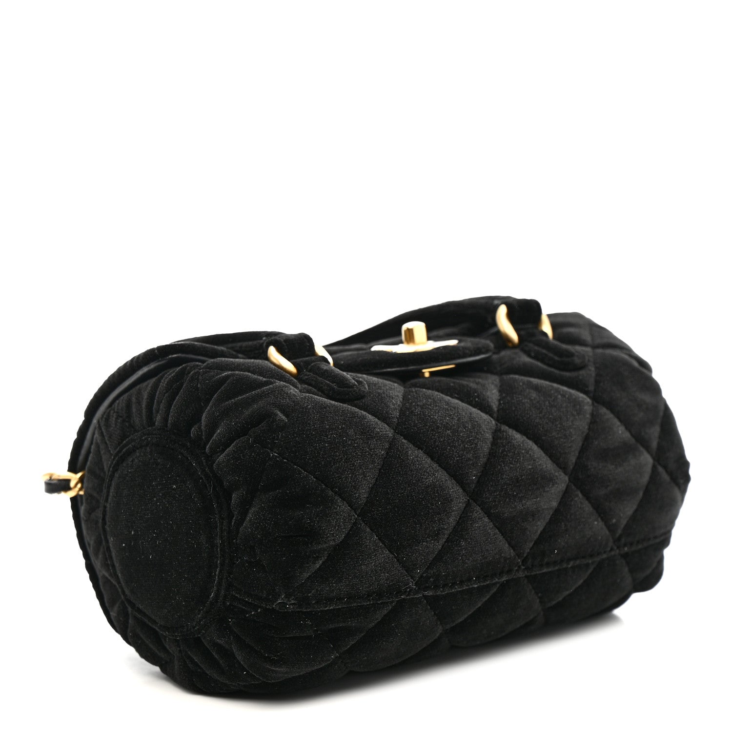 Chanel Velvet Quilted Mini Top Handle Flap Black