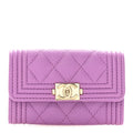 Caviar Quilted Boy Flap Card Holder Purple