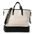 Chanel Aged Calfskin Quilted Large Gabrielle Shopping Tote White Black