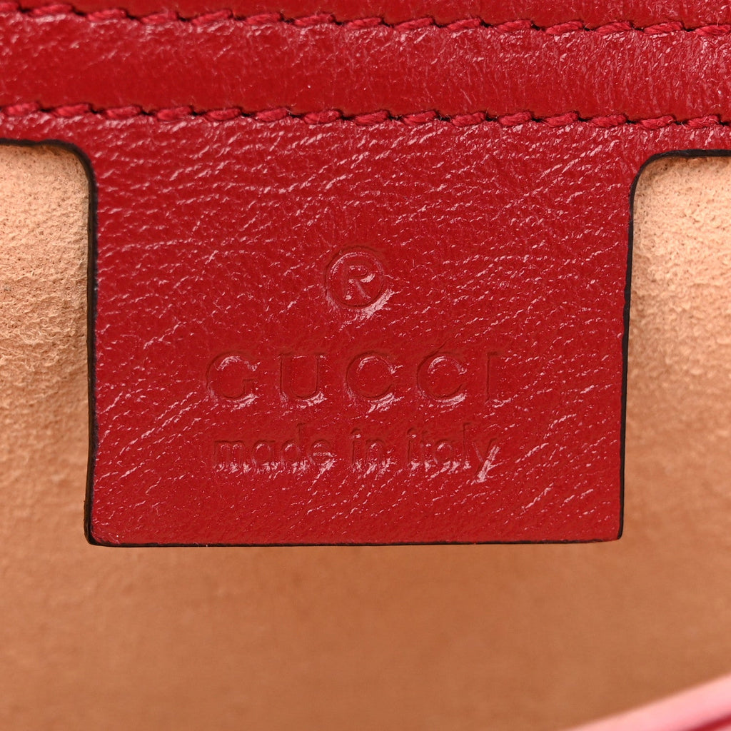 Gucci Vintage Effect Calfskin Matelasse Diagonal Small Torchon GG Marmont Shoulder Bag Black Romantic Cherry