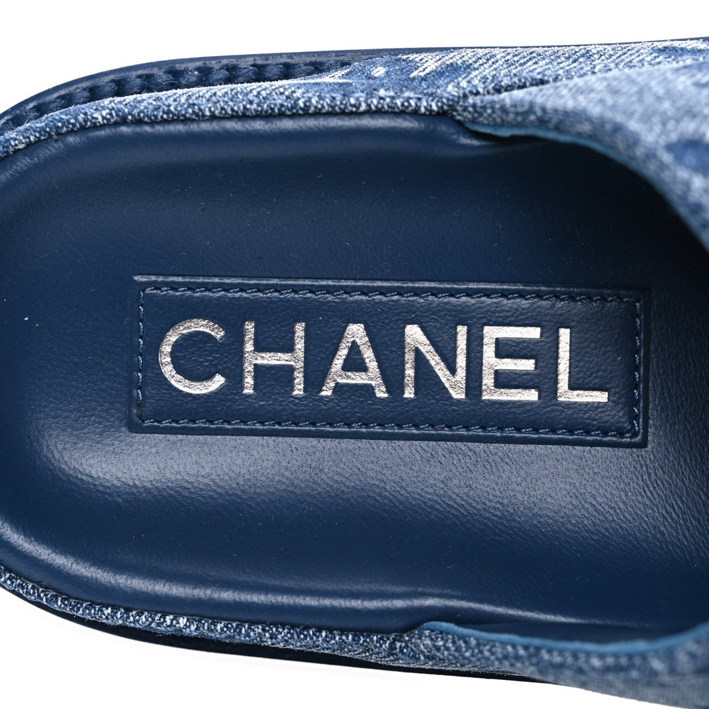 Denim CC Velcro Dad Chain CC Slide Sandals 35 Blue