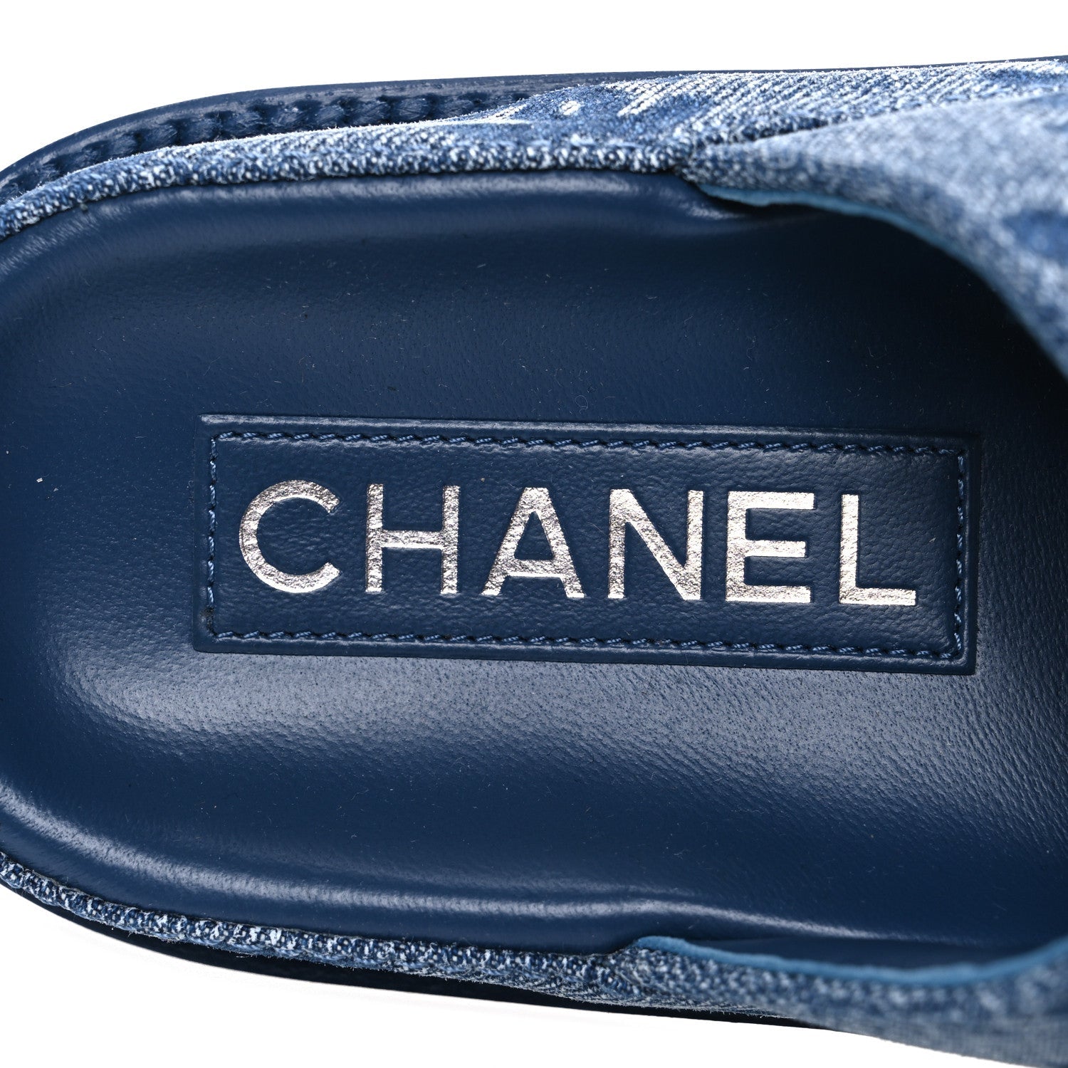 Denim CC Velcro Dad Chain CC Slide Sandals 35 Blue