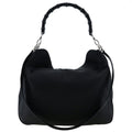 GUCCI Bamboo Handbag 001-0577 Nylon Canvas Made in Italy Black Shoulder 2way A4 Magnetic Type Ladies