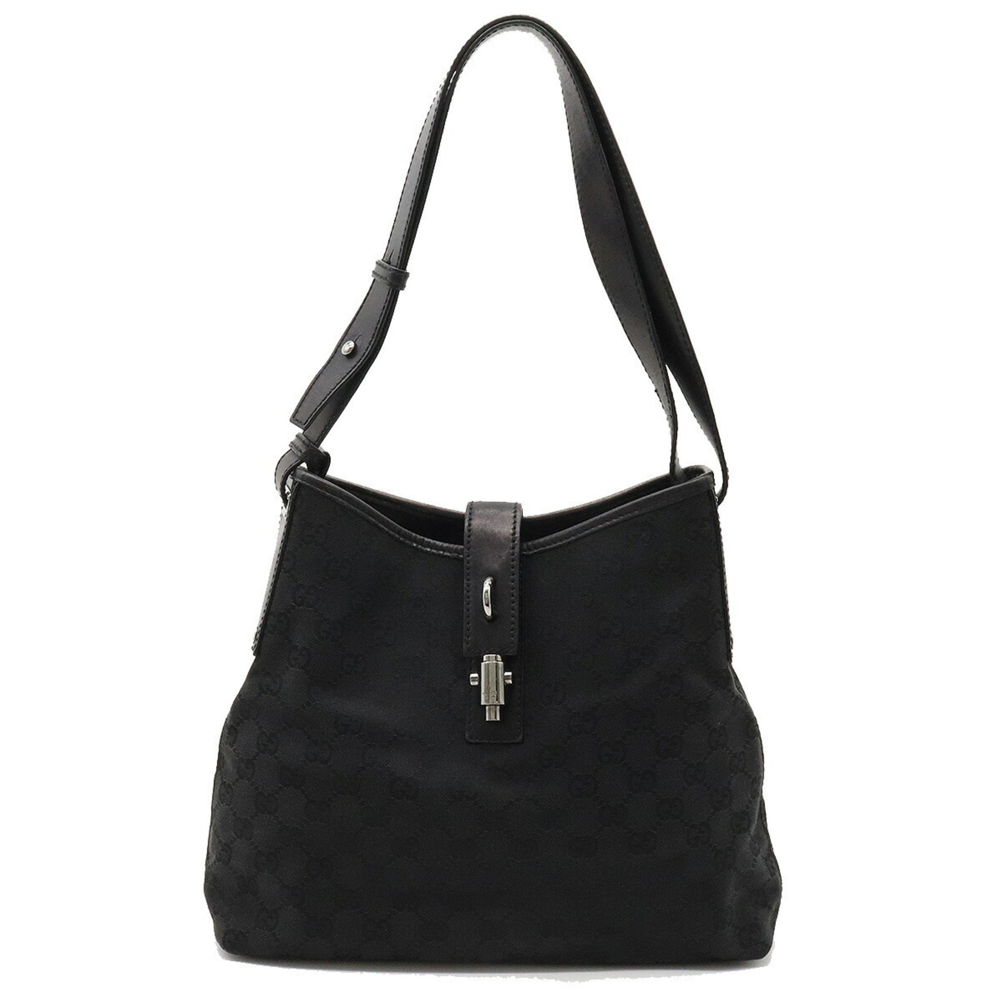 GUCCI GG Canvas New Jackie Shoulder Bag Leather Black 110291