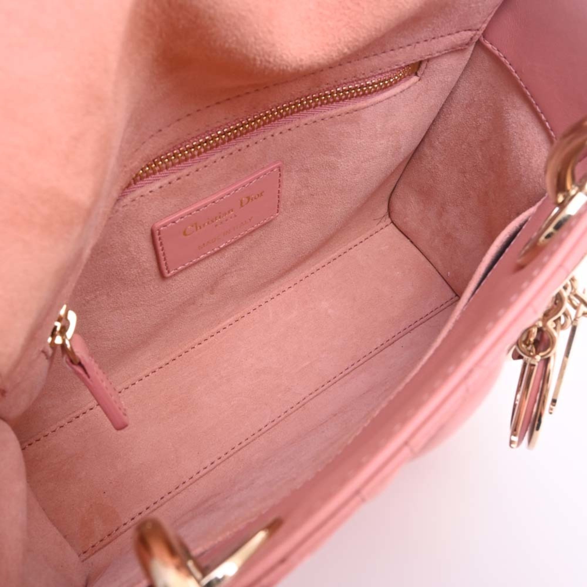 CHRISTIAN DIOR MY ABC DIOR My Lady Cannage Leather Handbag Pink Ladies