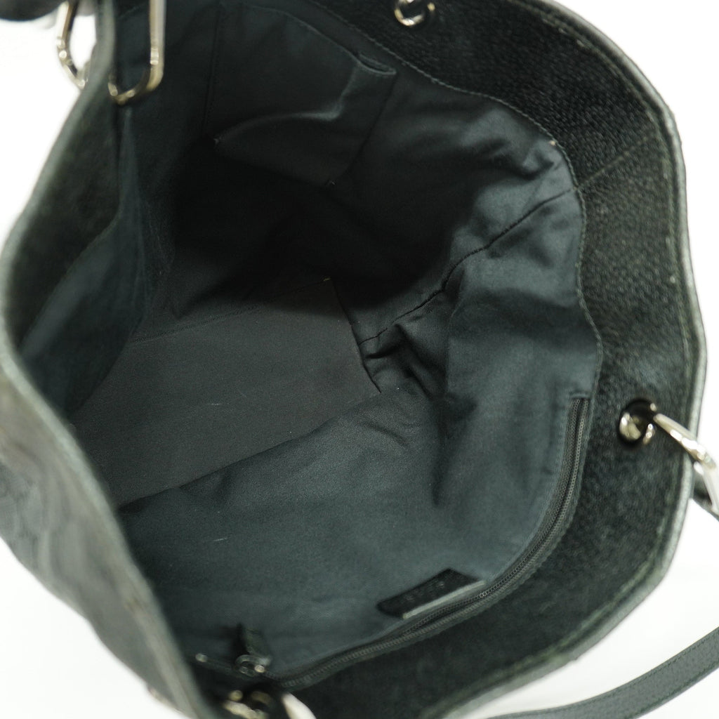 GUCCI  GG Canvas120836 Women's Leather Handbag,Tote Bag Black