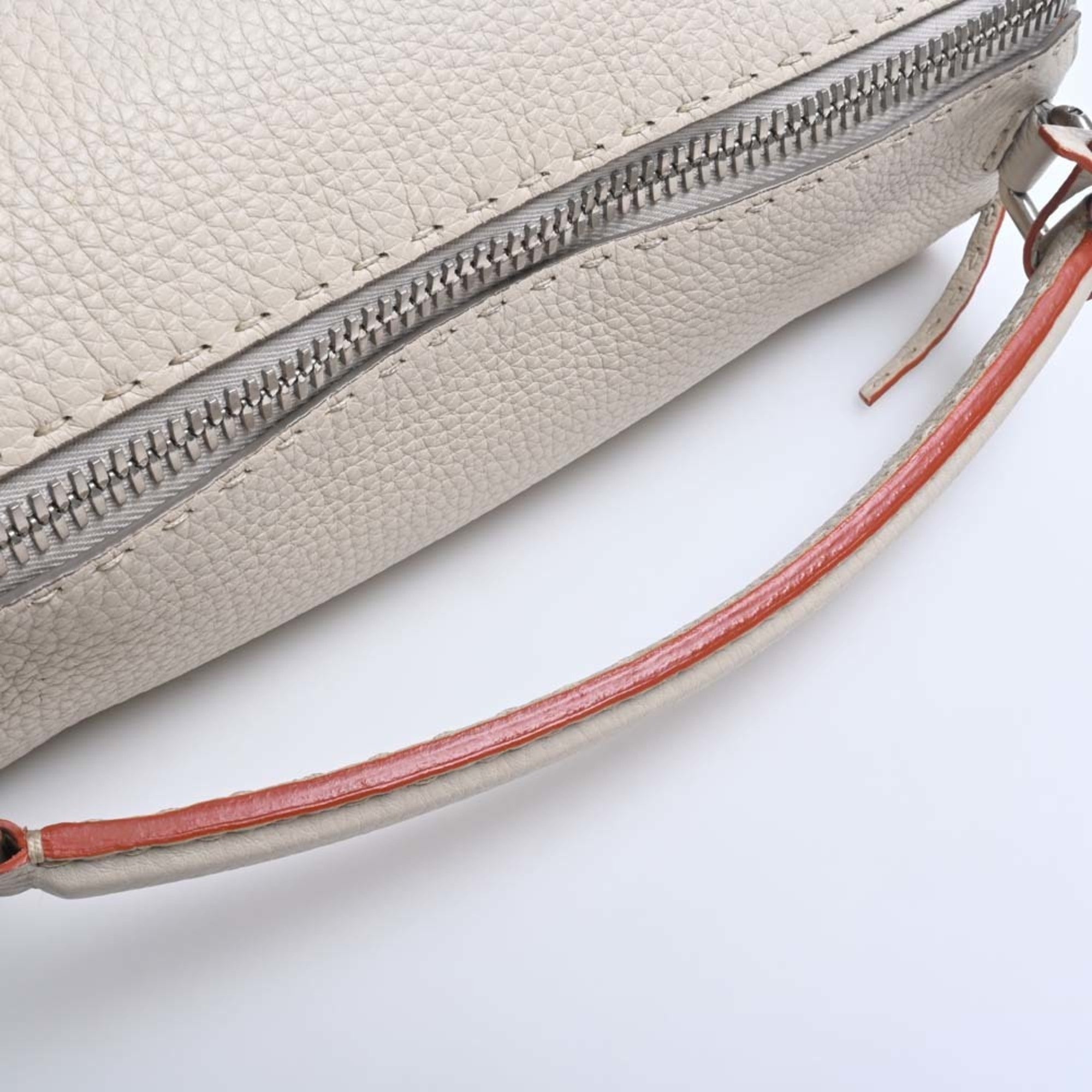 FENDI Selleria Leather Ray Handbag 8BL137 Beige Ladies