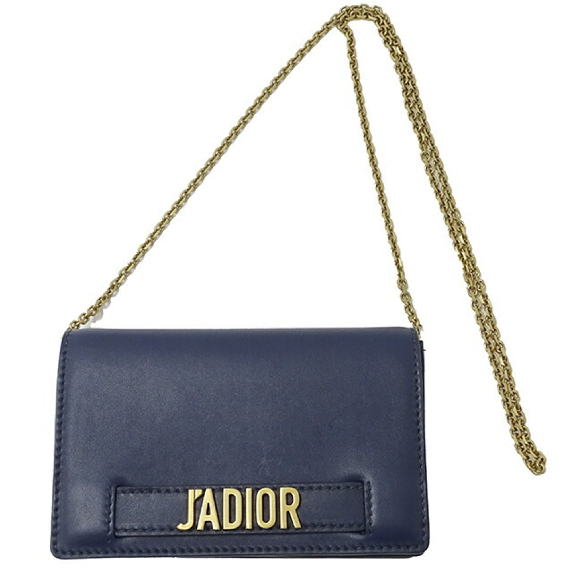 CHRISTIAN DIOR Bag Women's Jadior Shoulder Leather Chain Navy