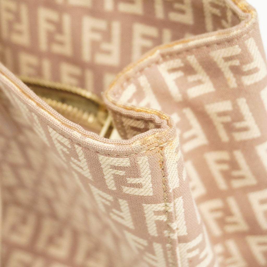 FENDI  Zucchino Handbag Women's Canvas,Leather Light Pink