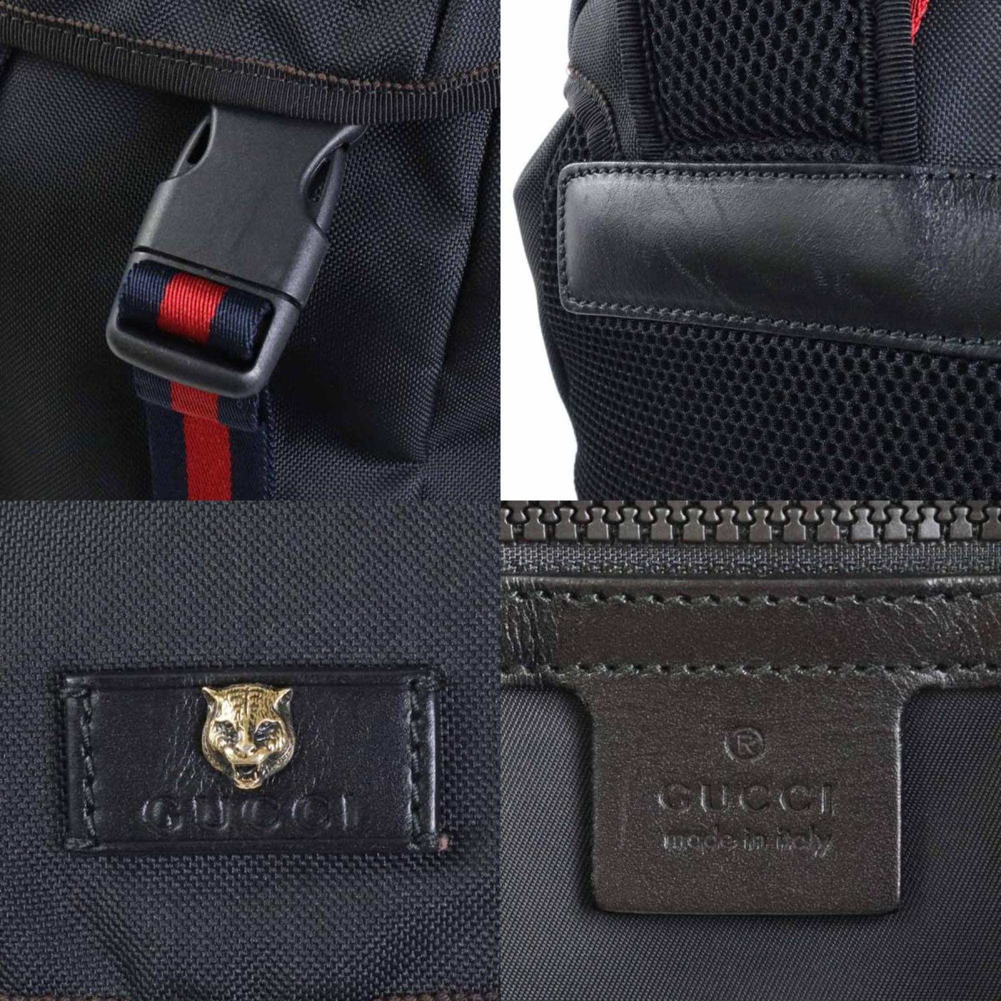 GUCCI Backpack Webline Cat Head Nylon Black Men's 429037