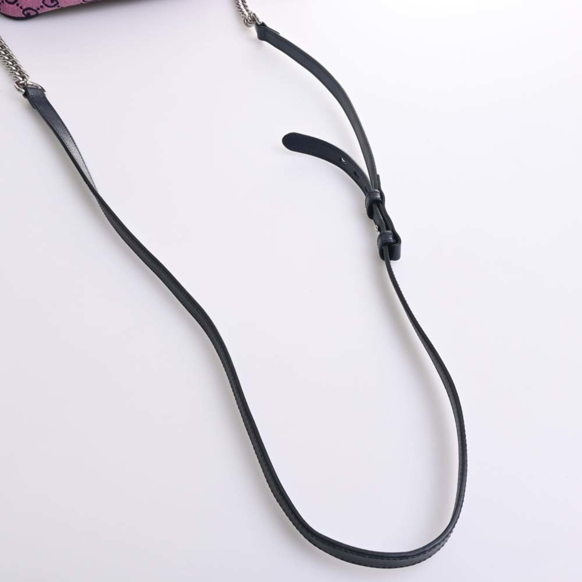 GUCCI GG Marmont Canvas Leather Chain Shoulder Bag 447632 Multicolor Women's