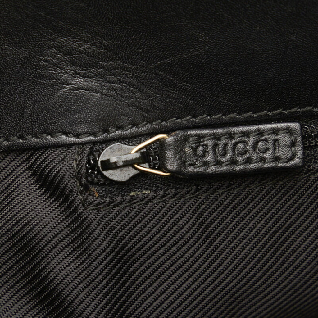 GUCCI GG Canvas One Shoulder Bag 33900 Black Leather Women's