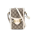 GUCCI Horsebit 1955 Mini Shoulder Bag GG Supreme Leather White Beige 625615
