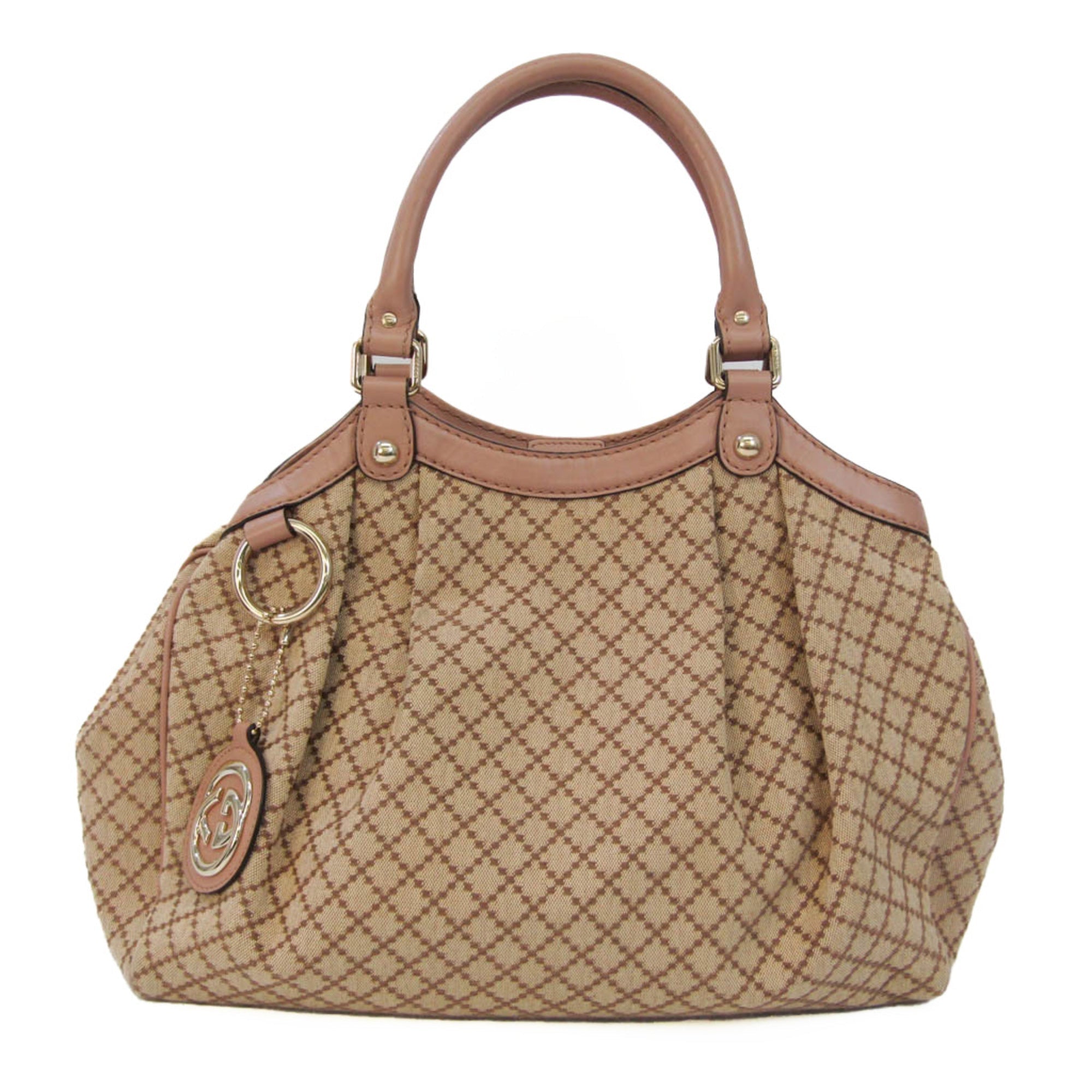 GUCCI Sukey 211944 Women's Leather,GG Canvas Handbag Beige,Khaki