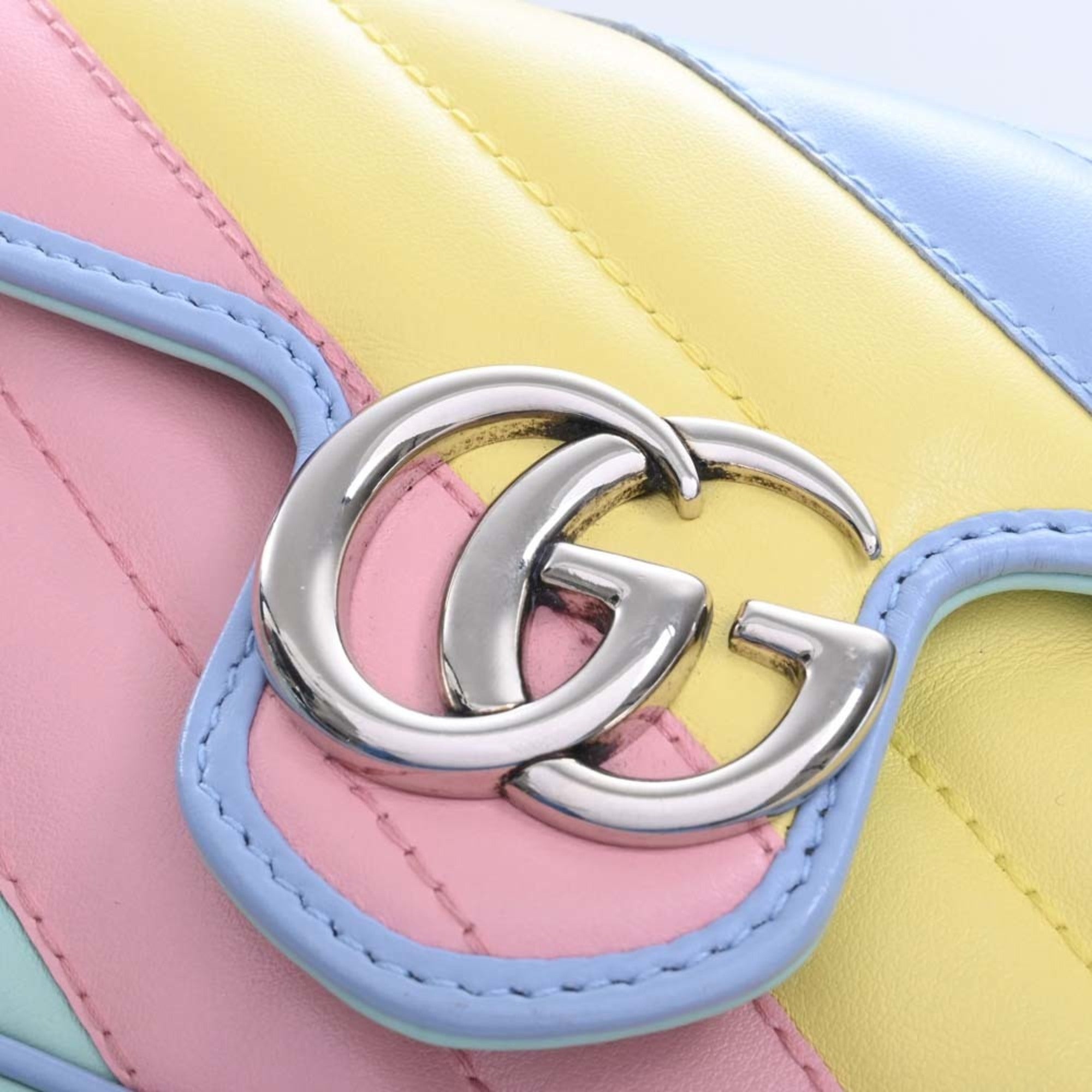 GUCCI GG Marmont Leather Super Chain Shoulder Bag 476433 Multicolor Women's