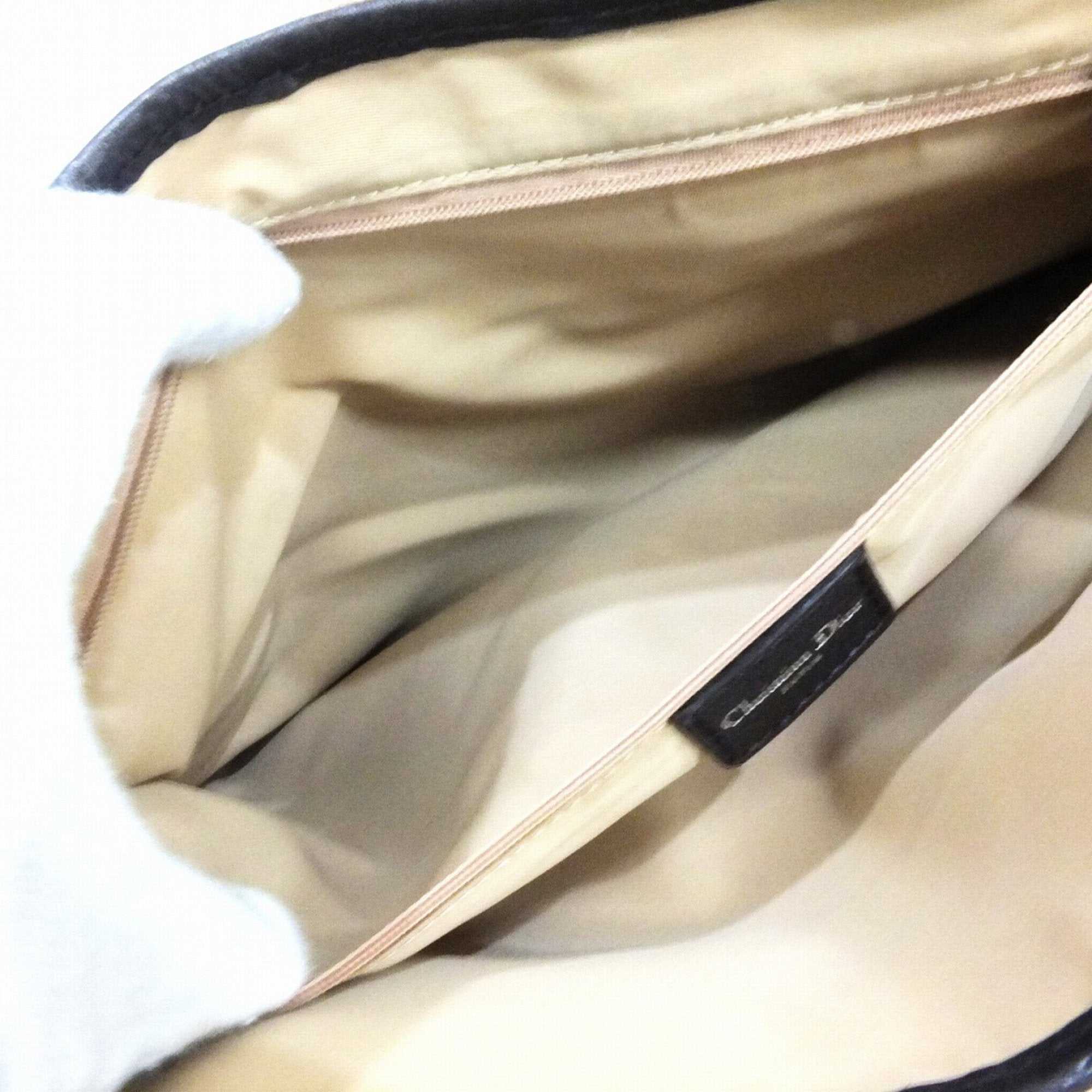 CHRISTIAN DIOR Shoulder Bag Trotter Brown Beige Leather Canvas