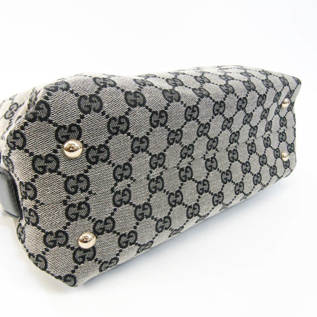 GUCCI GG Canvas 272375 Women's Leather,Canvas Handbag Black,Gray