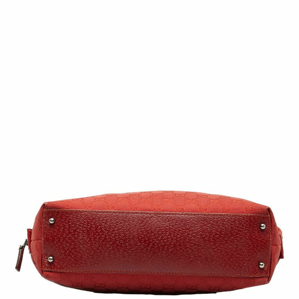 GUCCI GG Canvas Handbag Boston Bag 113009 Red Leather Women's