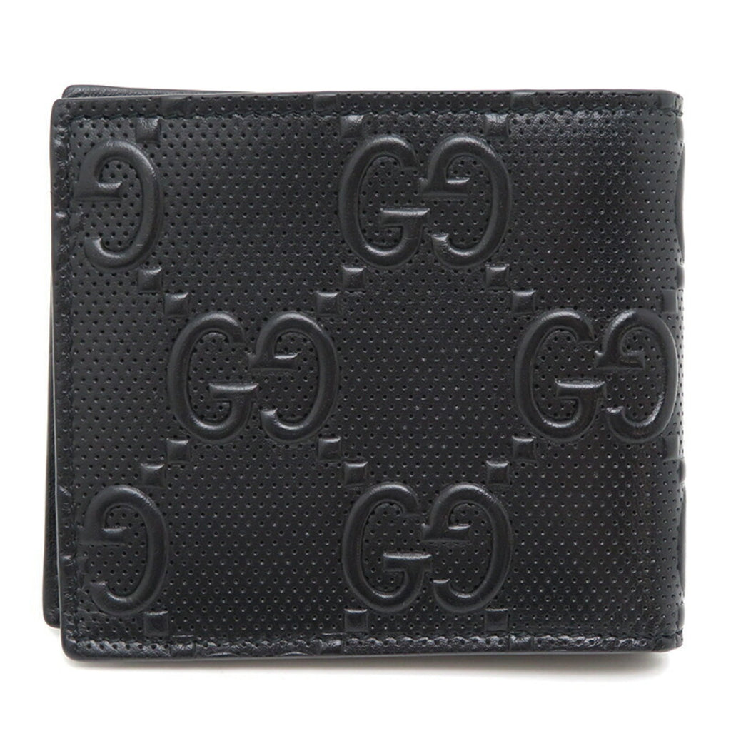 GUCCI GG Bifold Wallet Women's 625555 Leather Black
